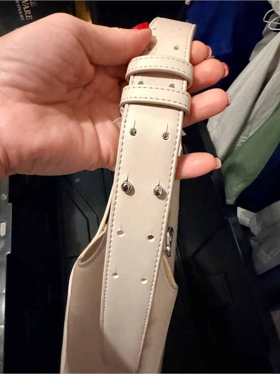 Lululemon Cream faux-Leather Shoulder Bag with Silver Accent